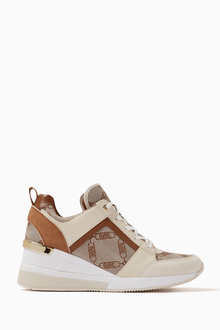 

Georgie Lace-up Sneakers in Empire Logo Jacquard, Neutral