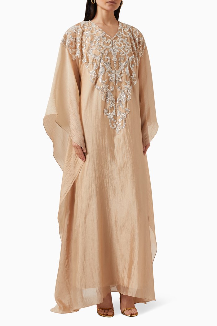 

Beaded Kaftan in Organza, Neutral