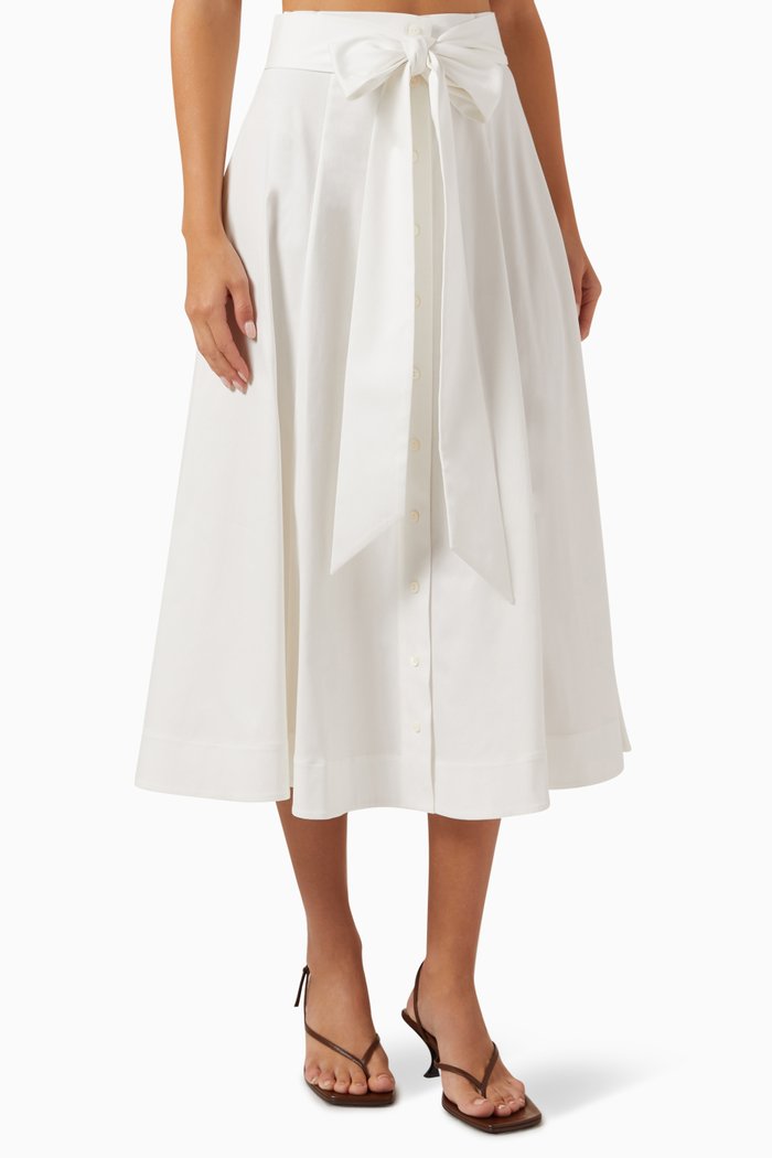 

Mace Midi Skirt in Poplin, White