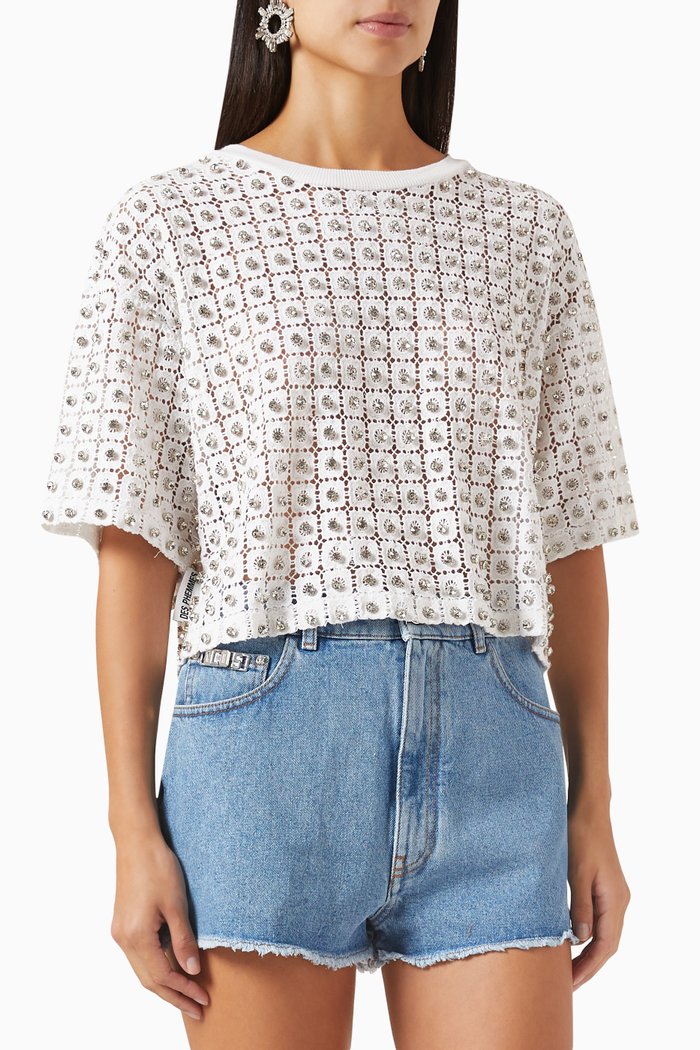 

Macrame Lace Top, White