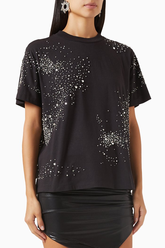 

Embellished T-shirt in Jersey, Black