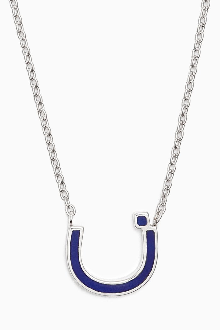 

Initial Enamel Necklace - Letter "N" in 18kt White Gold