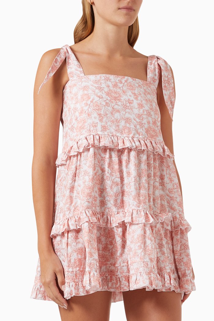 

Elsie Mini Dress in Linen, Pink