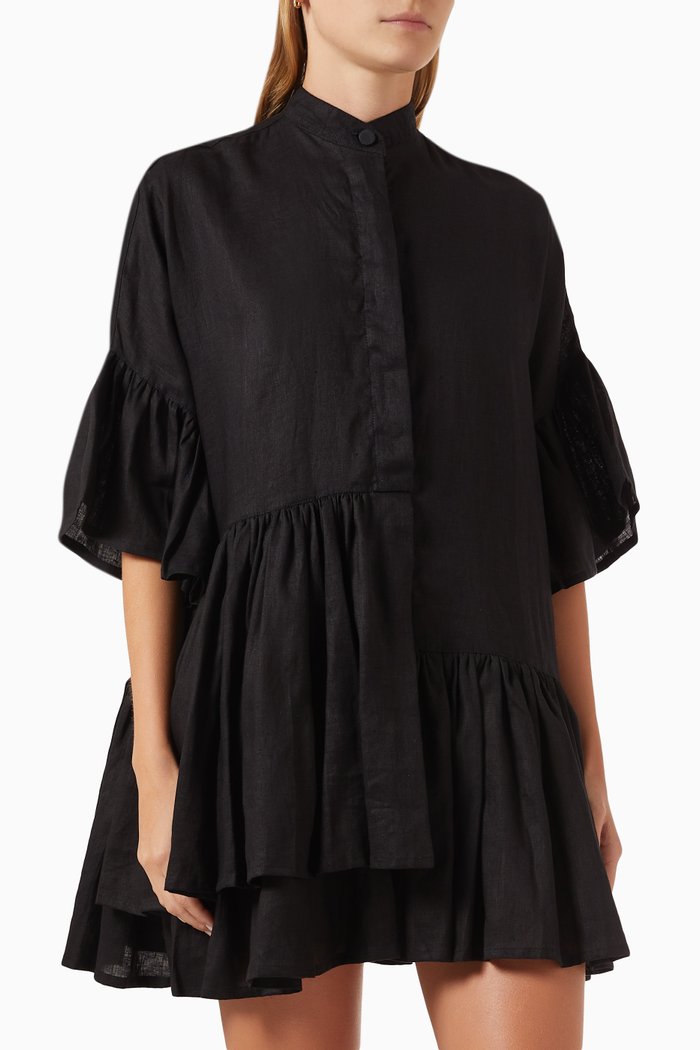

Tilda Mini Dress in Linen, Black