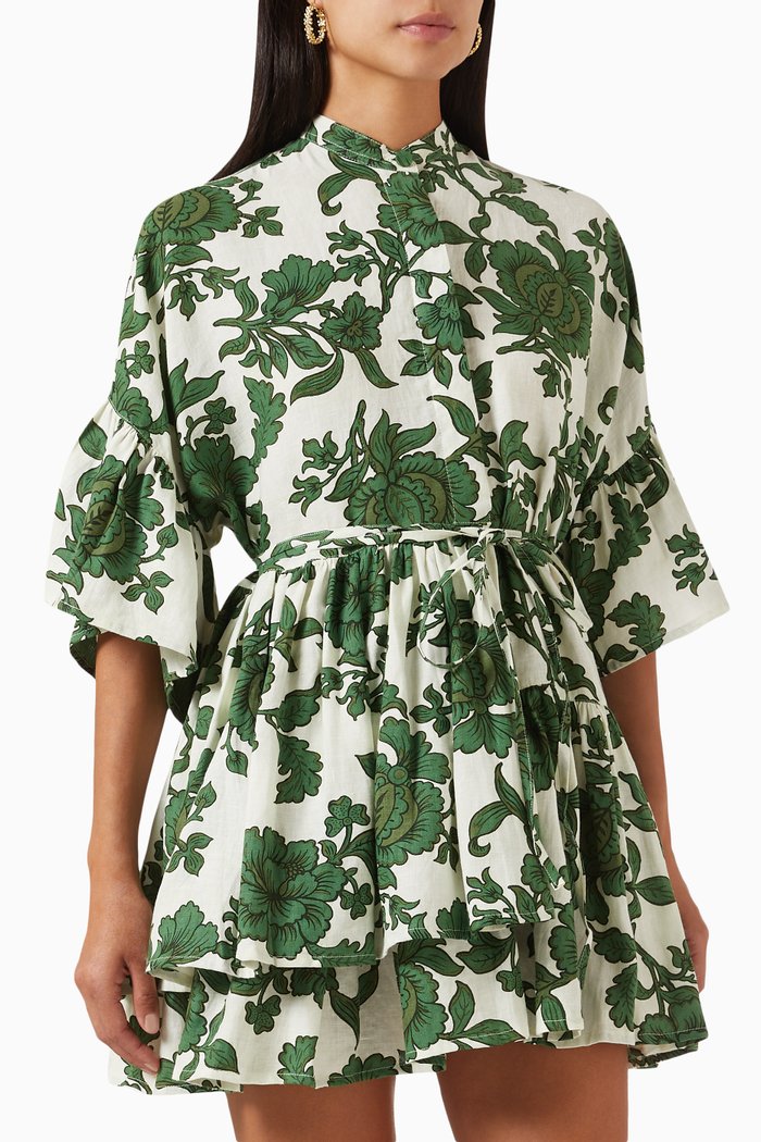 

Tilda Mini Dress in Linen, Green