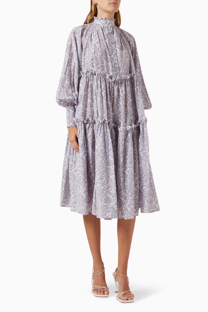 

Hendrika Midi Dress in Linen, Purple