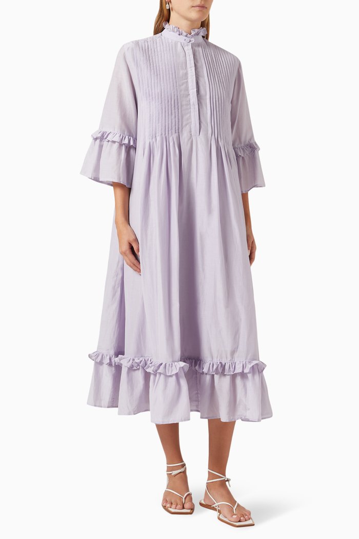 

Eleanor Midi Dress in Linen, Purple