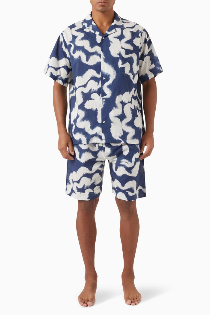 

Postelsia Cuban Pyjama Set in Linen, Blue