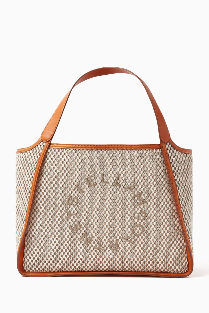 

Medium Stella Logo Tote Bag in Rope Mesh, Neutral