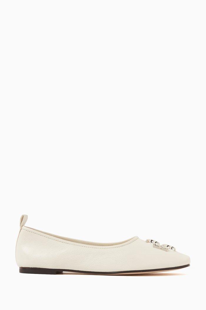Eleanor Ballet Shoes in Grained Leather, White