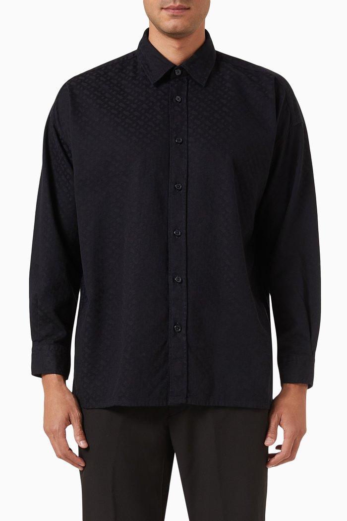 Kent Collar Shirt in Cotton Twill, Black