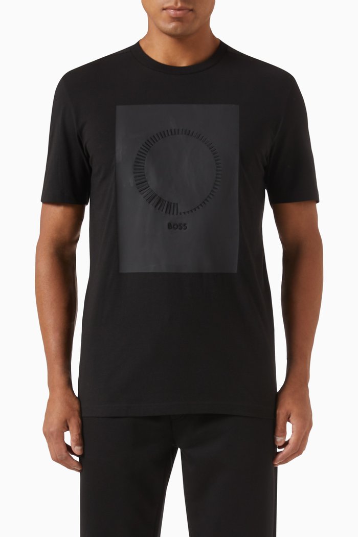 

Graphic Logo T-shirt in Stretch Cotton, Black