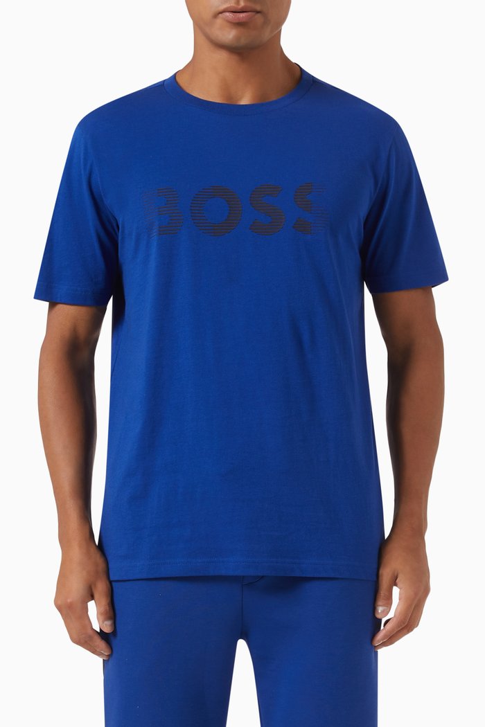 

Graphic Logo Print T-shirt in Cotton Jersey, Blue