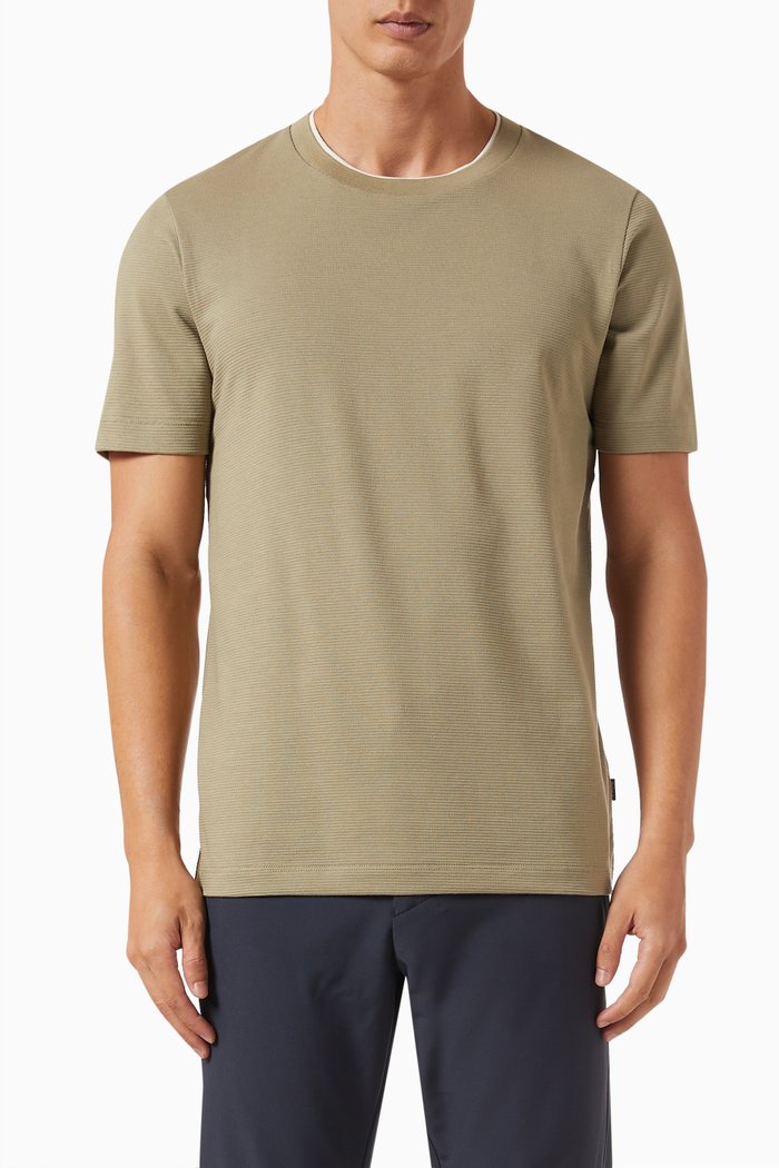 

Textured T-shirt in Cotton, Green