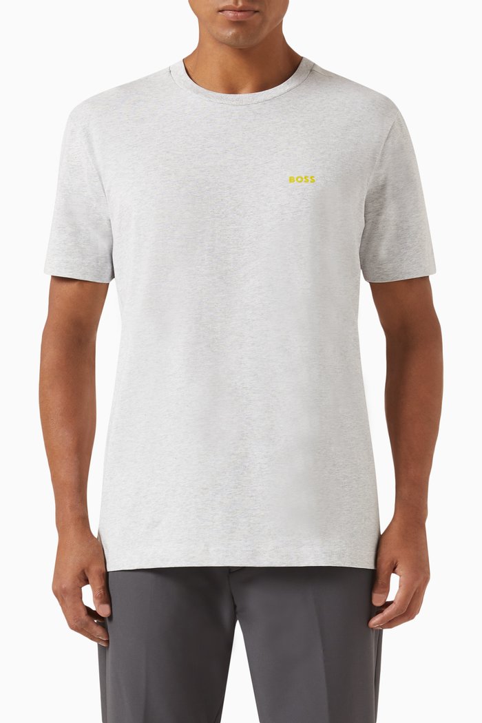 

Logo Tape T-shirt in Stretch-cotton, Grey