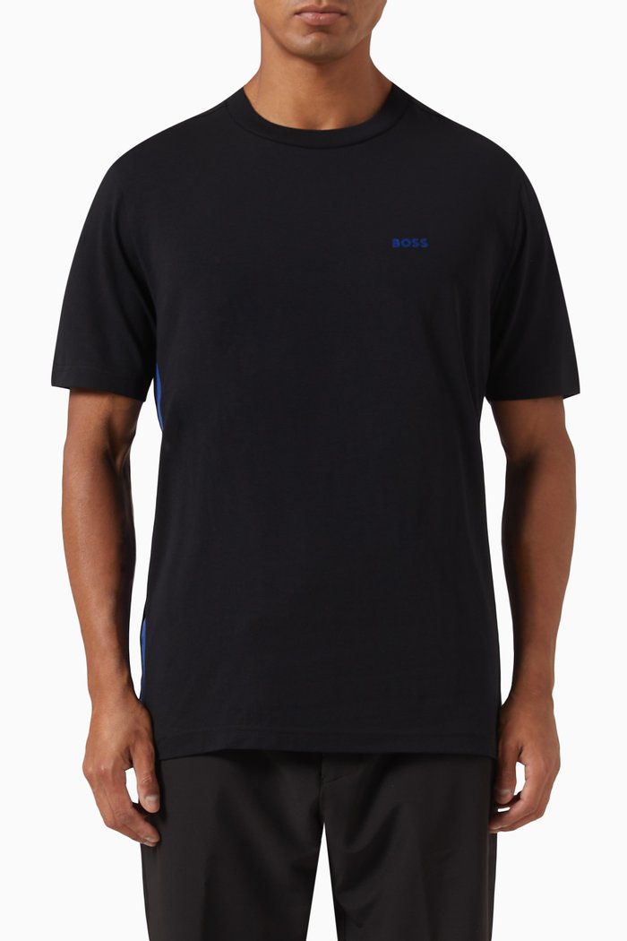 

Logo Tape T-shirt in Stretch Cotton, Black