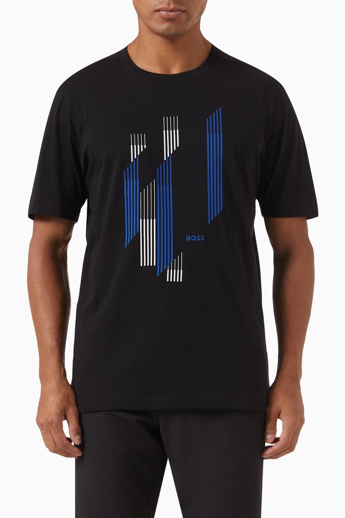 Graphic Print T-shirt in Cotton Jersey, Black