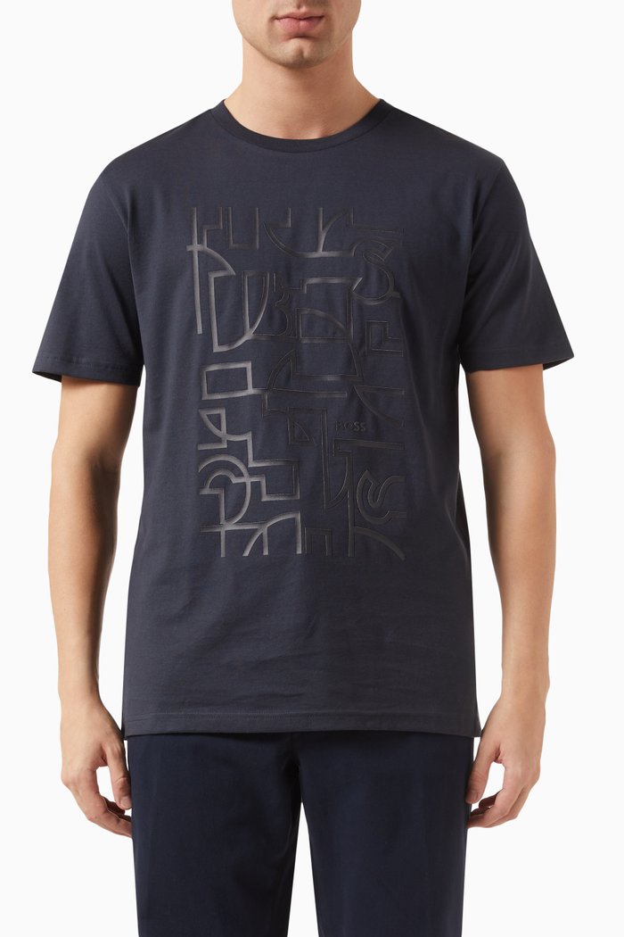 

Graphic Logo Print T-shirt in Cotton, Blue
