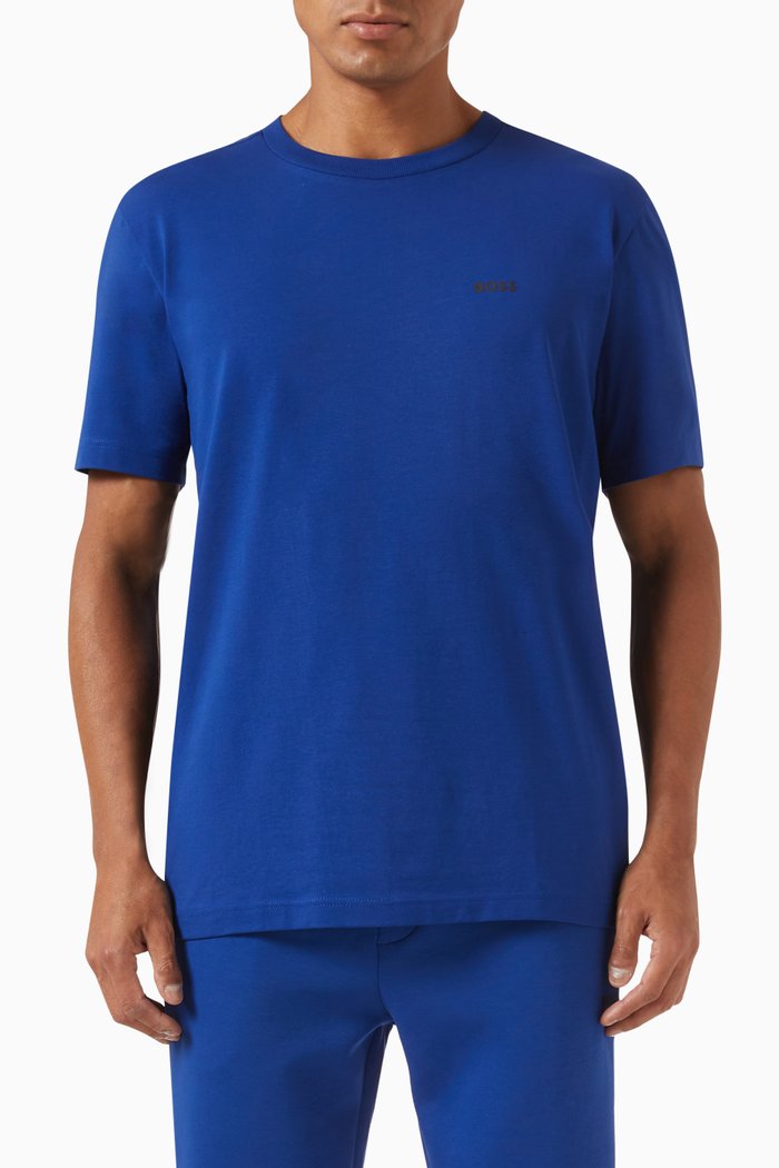

Logo Tape T-shirt in Stretch-cotton, Blue
