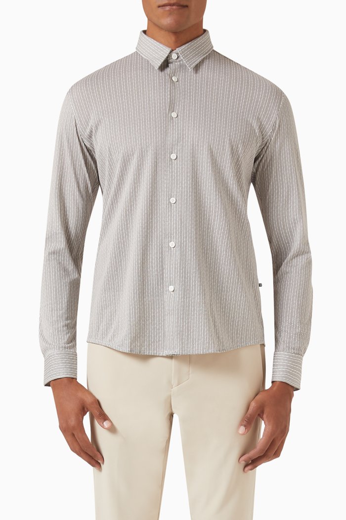 

Long Sleeved Shirt in Cotton Blend, Green