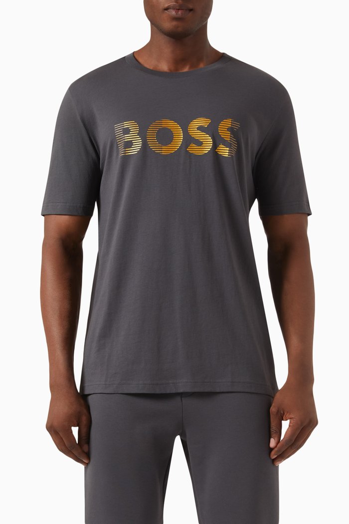 

Graphic Logo Print T-shirt in Cotton Jersey, Grey