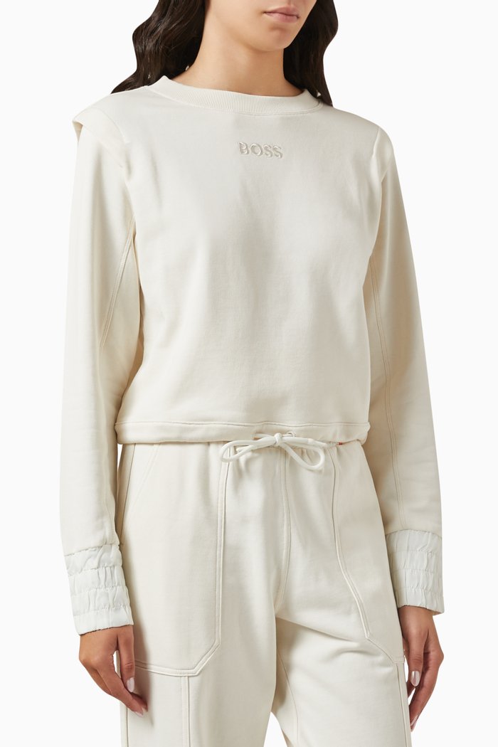 

Logo-embroidered Drawstring Sweatshirt in Cotton-terry, Neutral