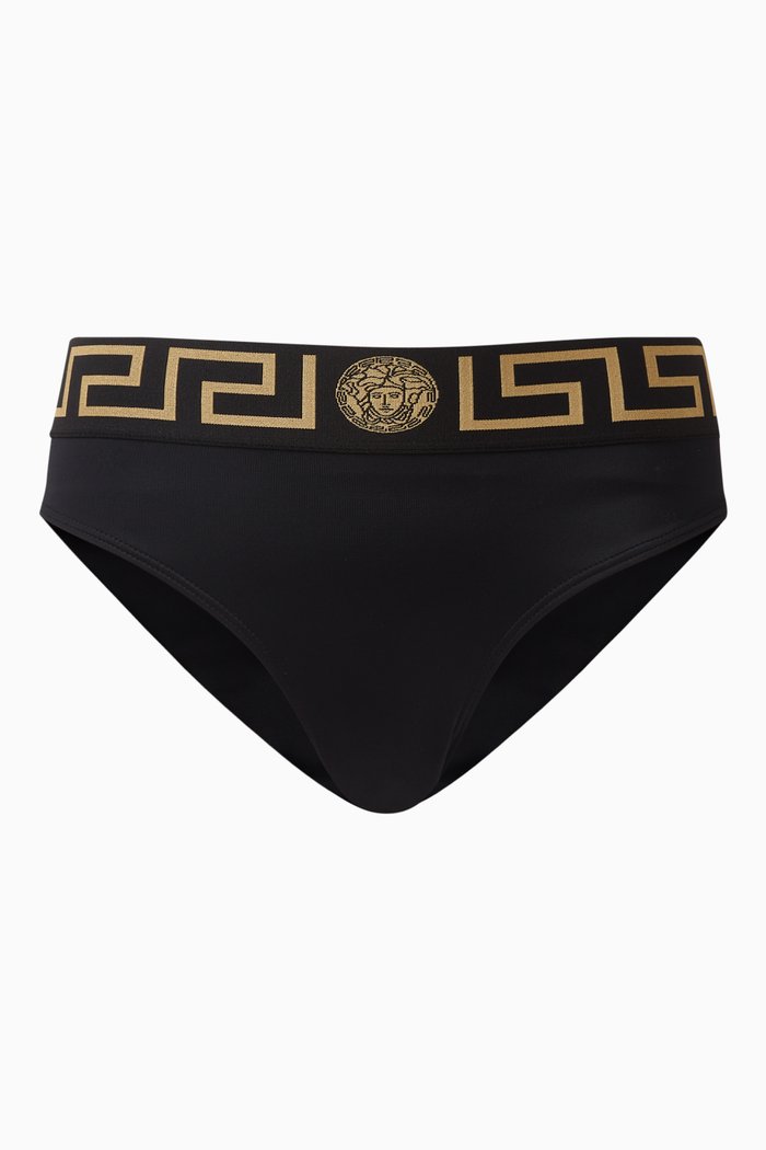 

Greca Bikini Briefs in Recycled Nylon, Black