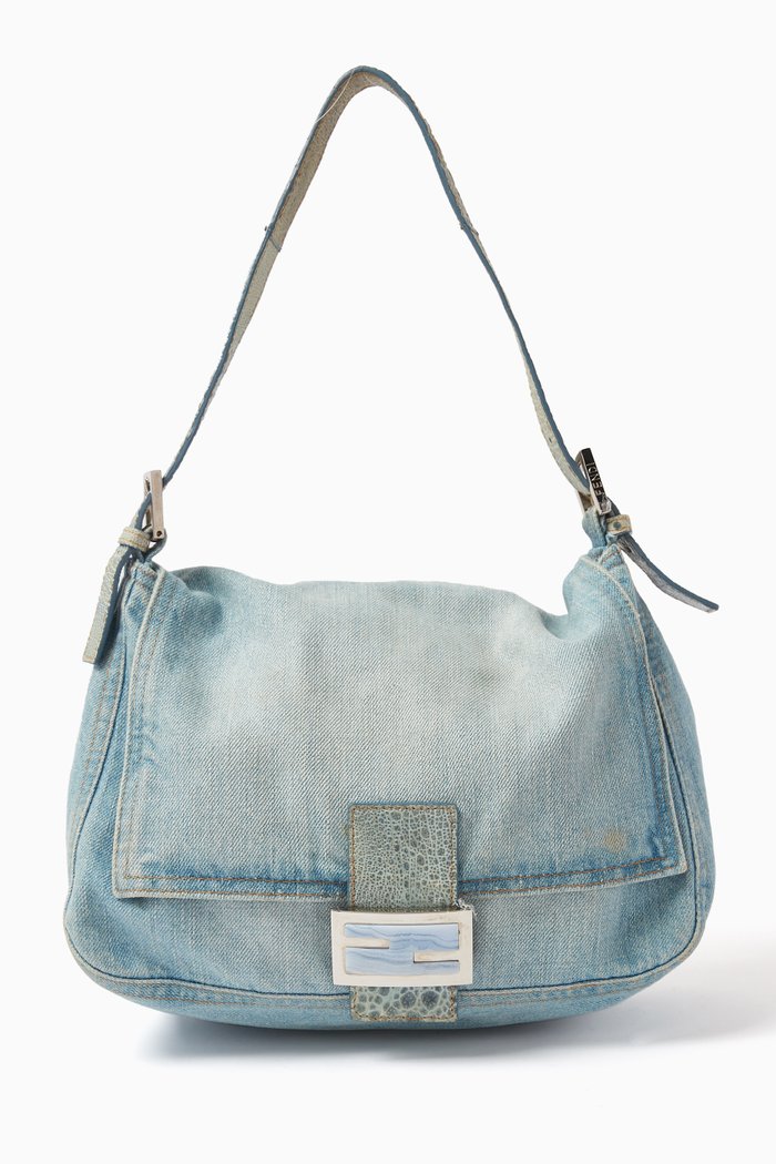 

Mama Forever Baguette Bag in Denim, Blue