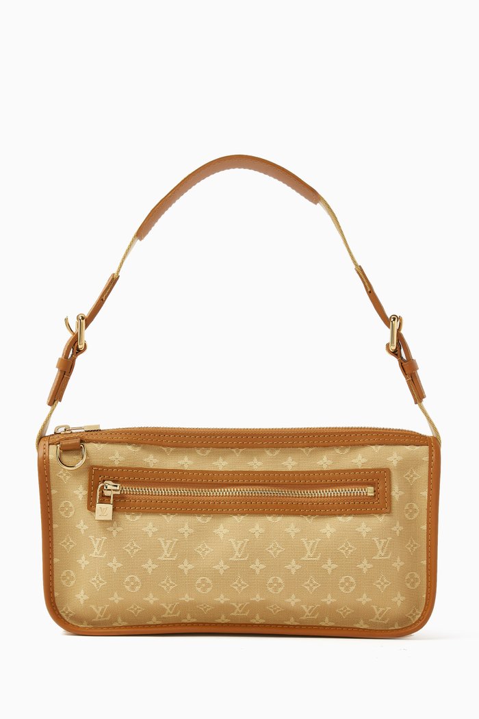 

Mini Kathleen Pochette Bag in Monogram Linen, Neutral