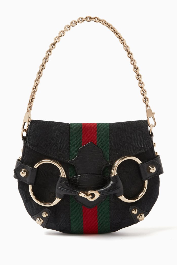 

Mini Horsebit Clutch Bag in GG Canvas, Black