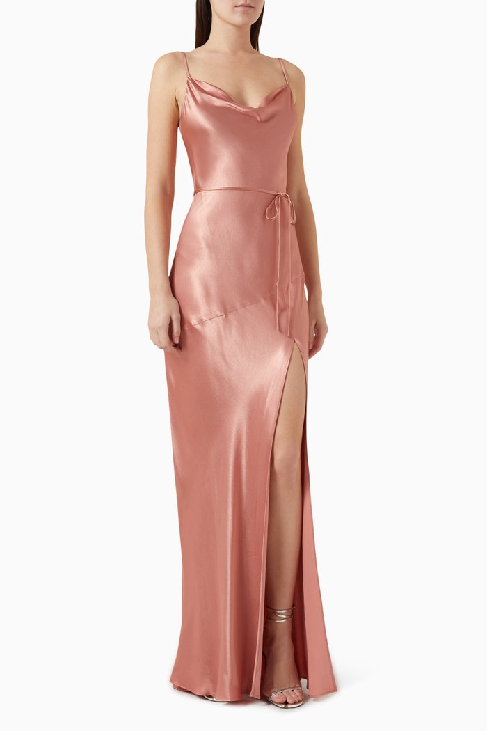 

La Lune Bias Cowl Maxi Dress, Pink