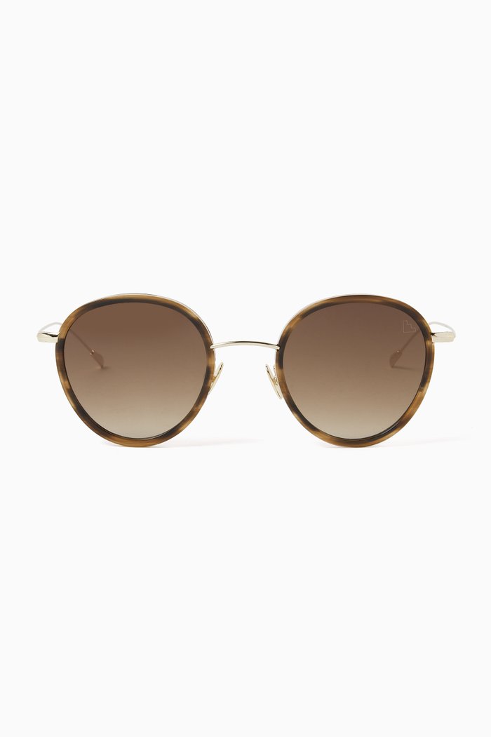 

Morgan Flat Sunglasses in Acetate & Metal, Brown