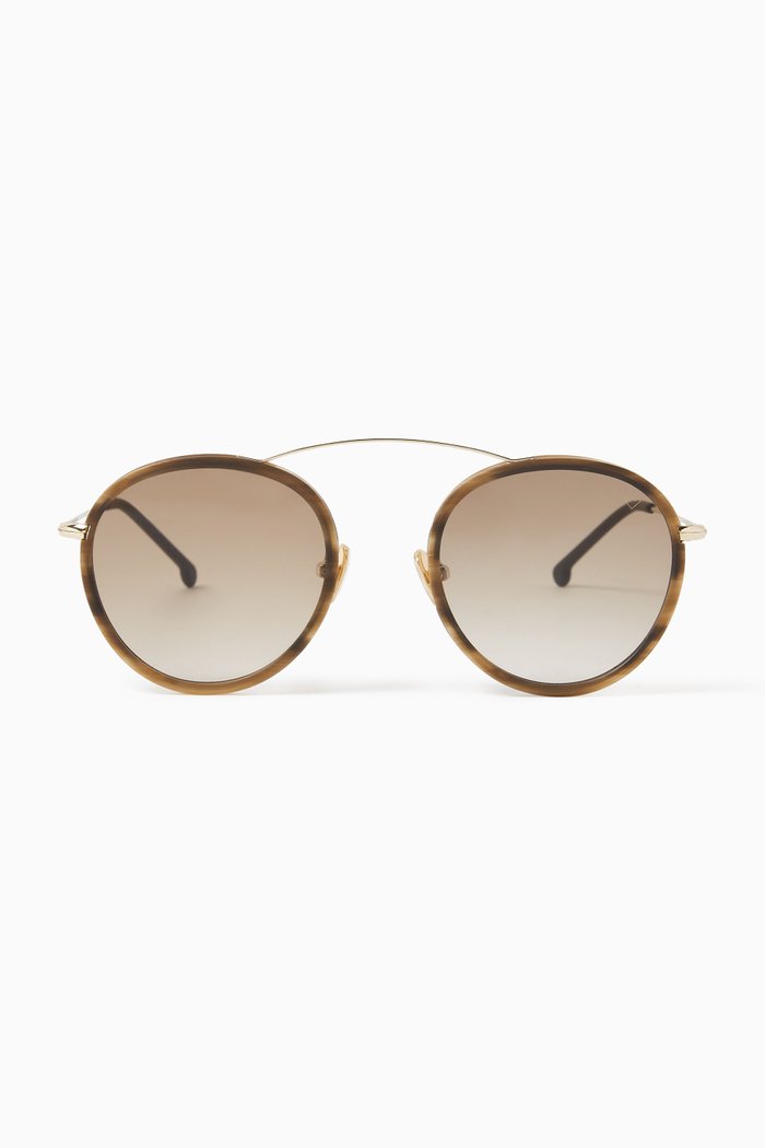 

Metro 2 Flat Sunglasses in Acetate & Metal, Gold