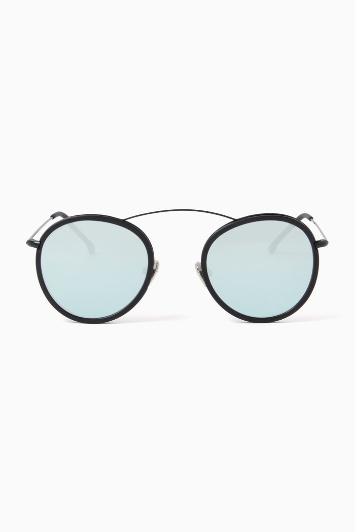 

Metro 2 Flat Sunglasses in Acetate & Metal, Black