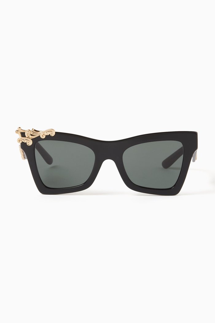 

DG Barocco Cat-eye Sunglasses in Acetate, Black