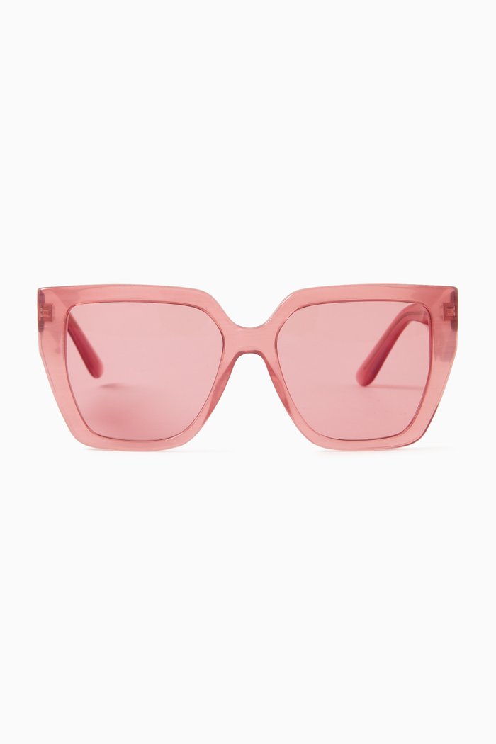 

DG Crossed Square Sunglasses in Acetate, Pink