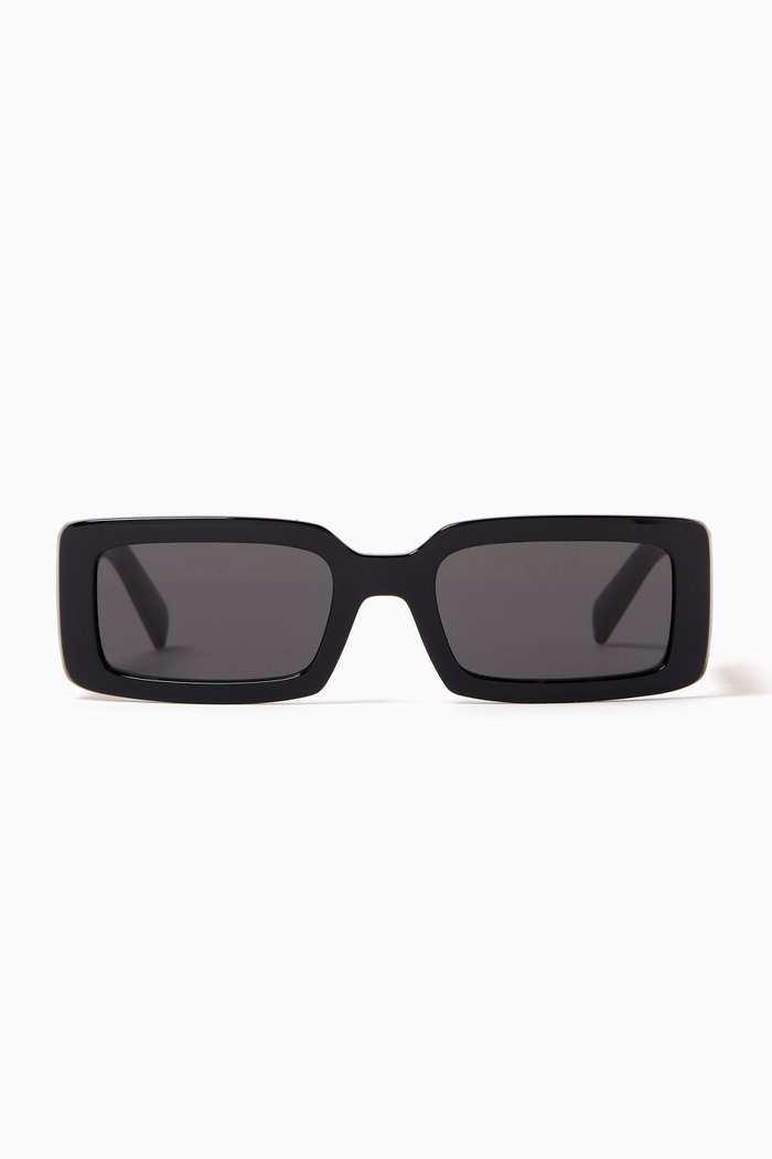 Rectangle Sunglasses in Acetate, Black