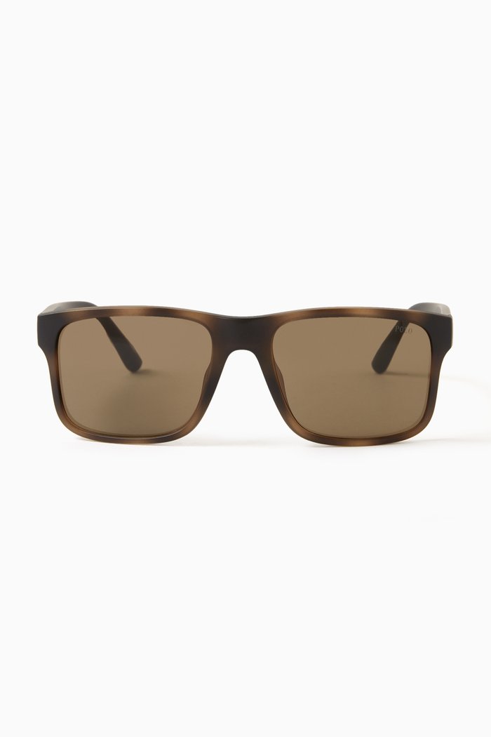 Rectangular Sunglasses in Acetate, Brown