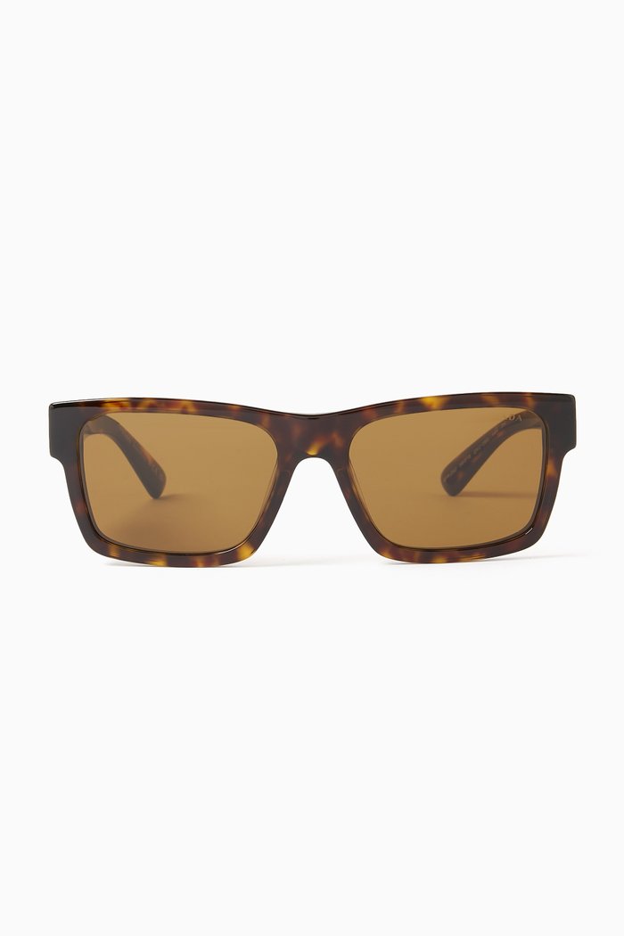 

Rectangle Tortoiseshell Sunglasses in Acetate, Brown