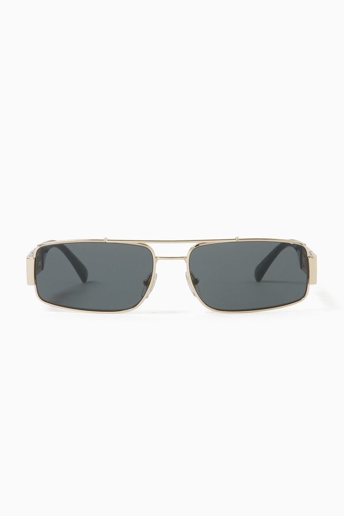 

Meander Rectangle Sunglasses in Metal, Gold