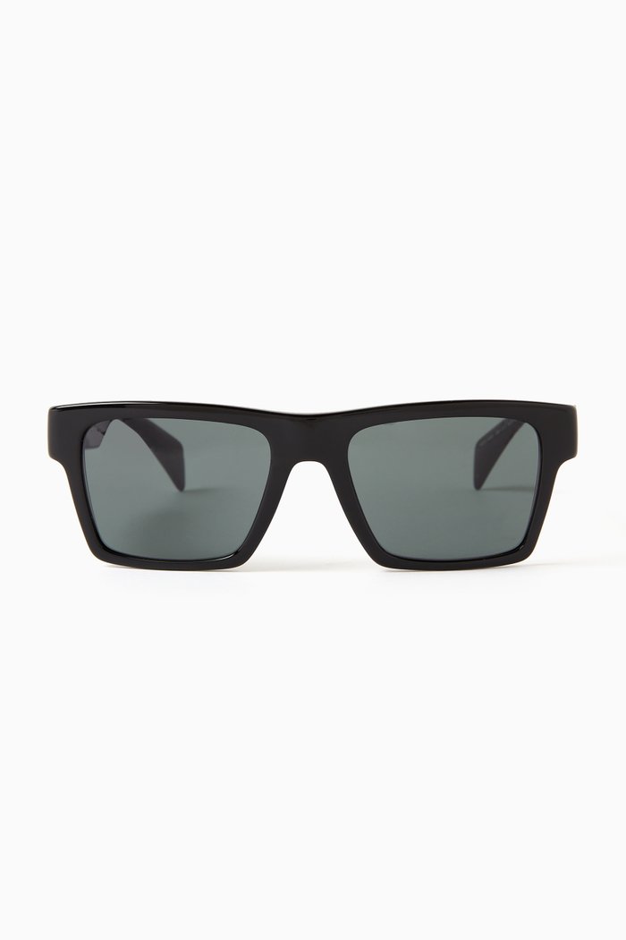 

Greca Rectangle Sunglasses in Acetate, Black