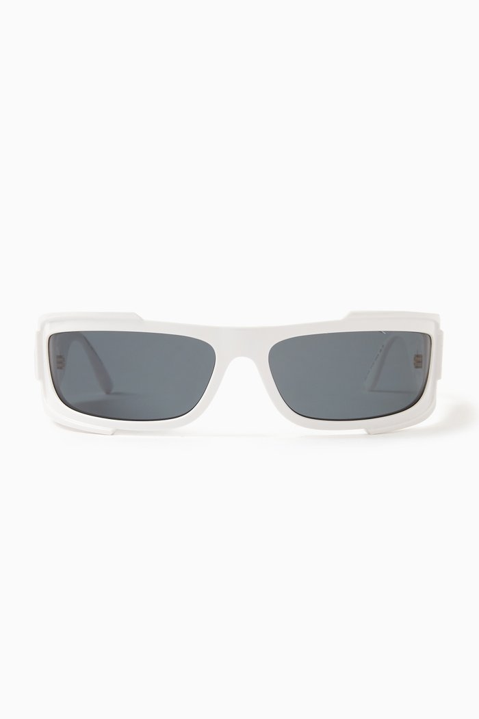 

Rectangular Frame Sunglasses in Acetate, White
