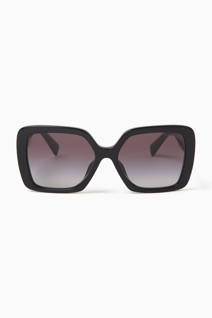 

Irregular Frame Logo Sunglasses in Acetate, Black