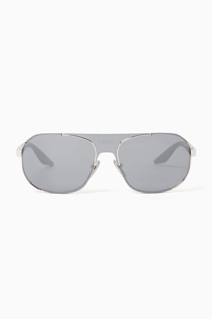 Rectangle Sunglasses in Metal, Black