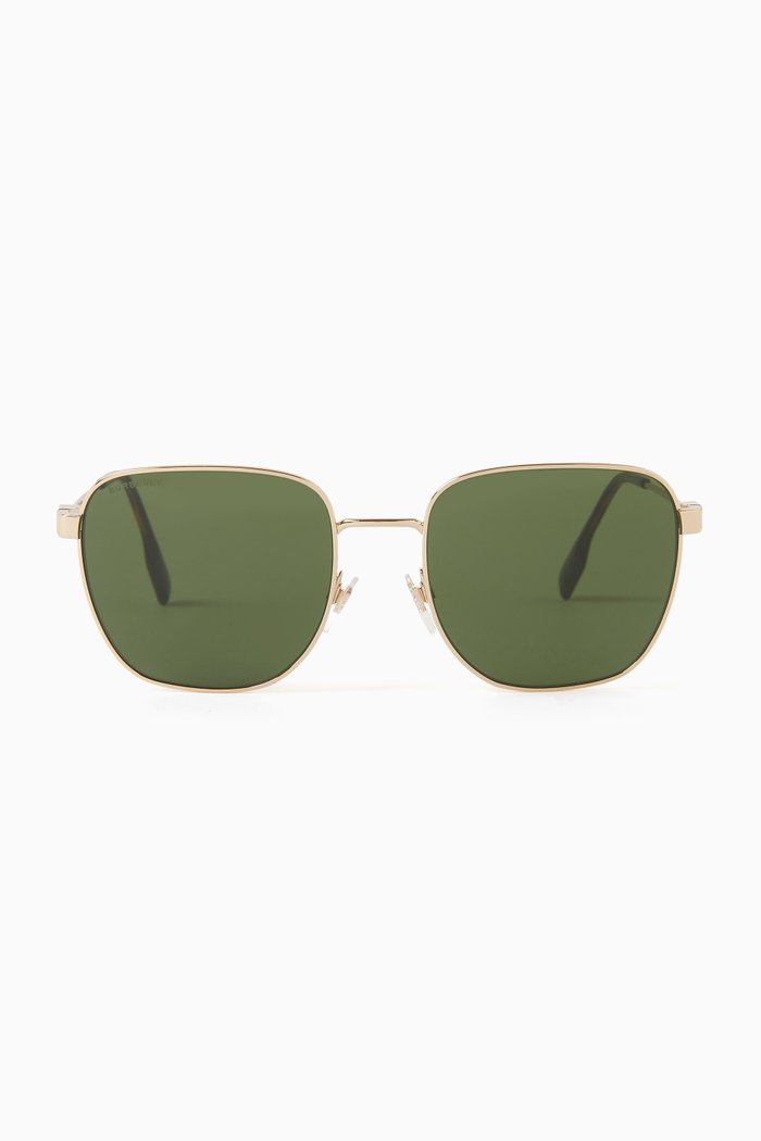 

Icon Stripe Square Sunglasses in Metal & Acetate, Silver