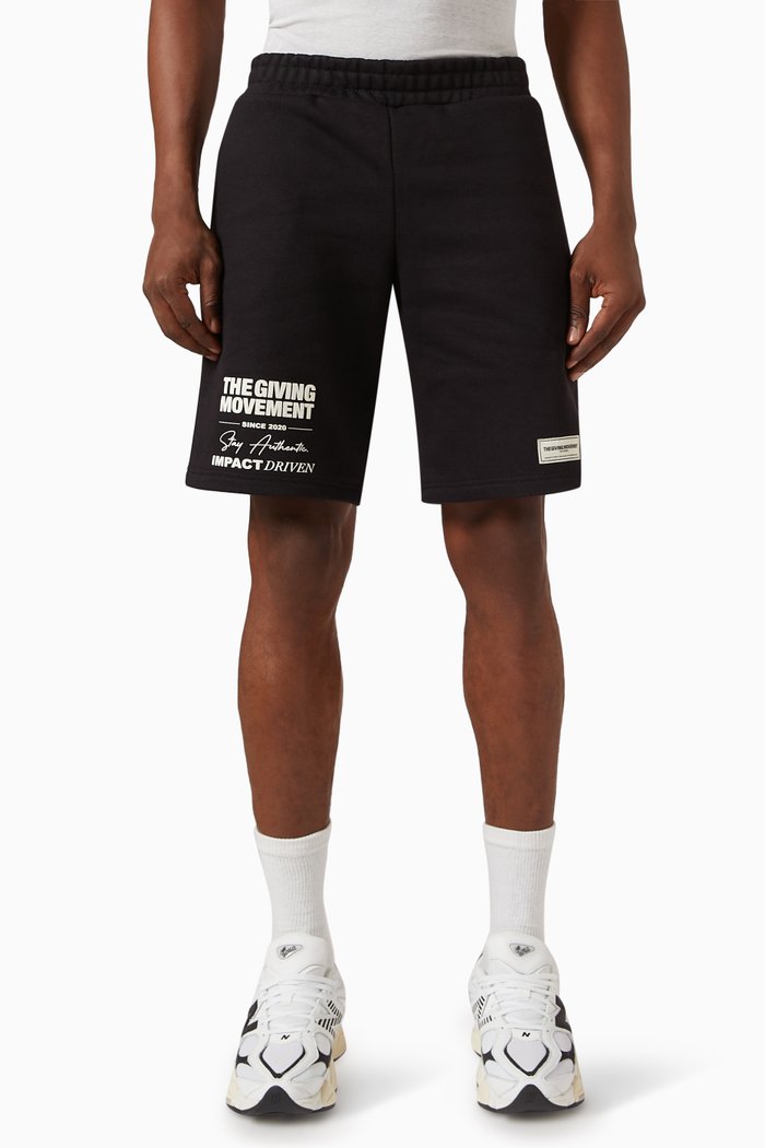 

Street Print Logo Shorts in Organic Fleece, Black