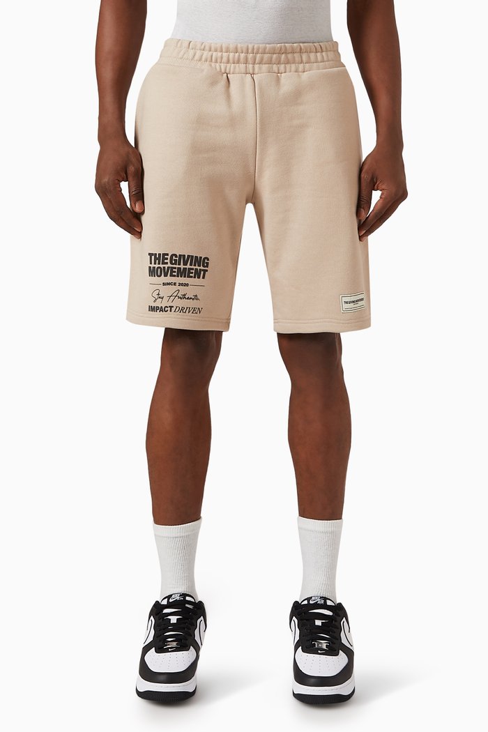 

Street Print Logo Shorts in Organic Fleece, Neutral