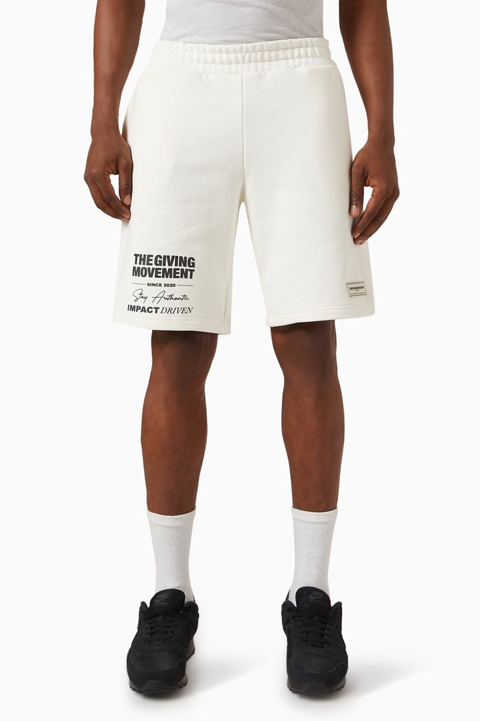 Street Print Logo Shorts in Organic Fleece, Neutral