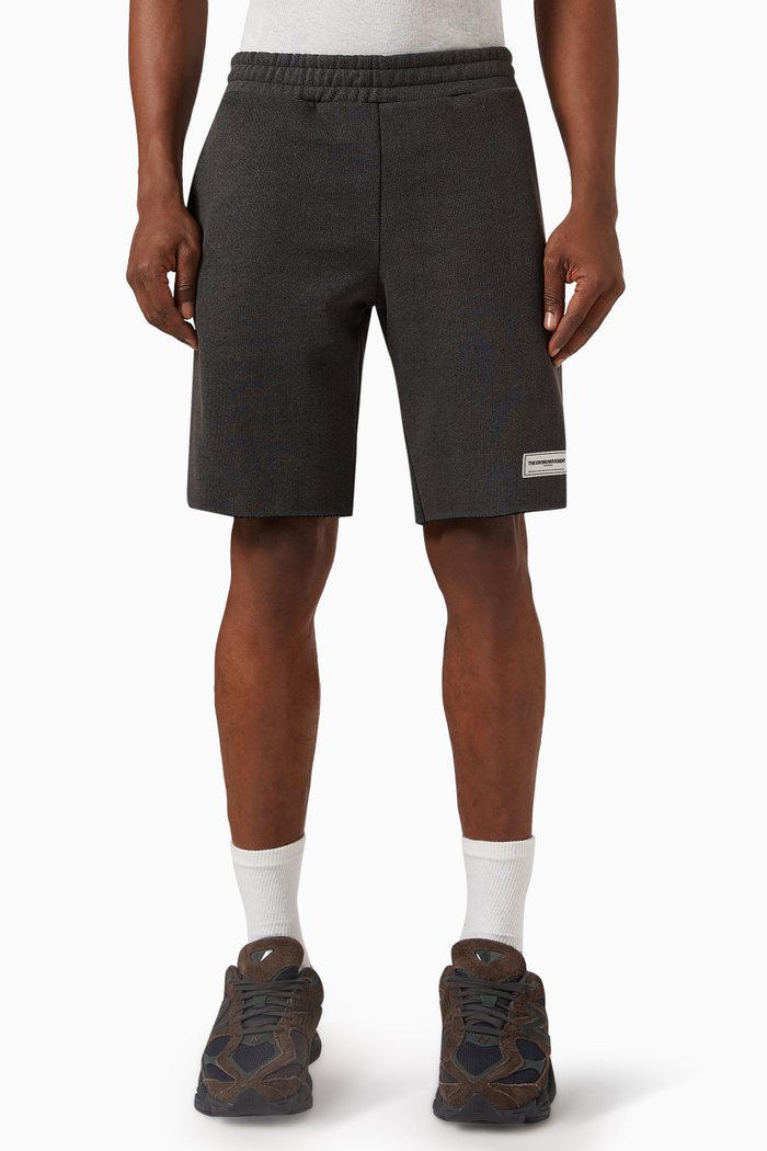 Washed Roll-edge Shorts in Organic Cotton, Black