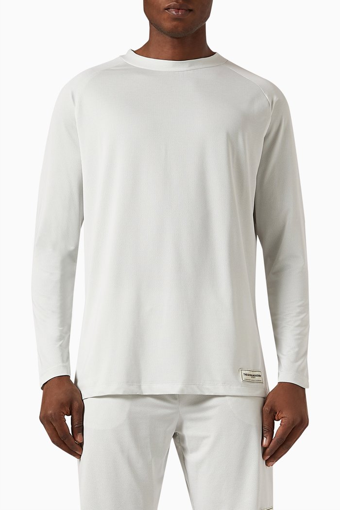 

High-neck Long Sleeved Logo T-shirt in MVMT100©, Neutral